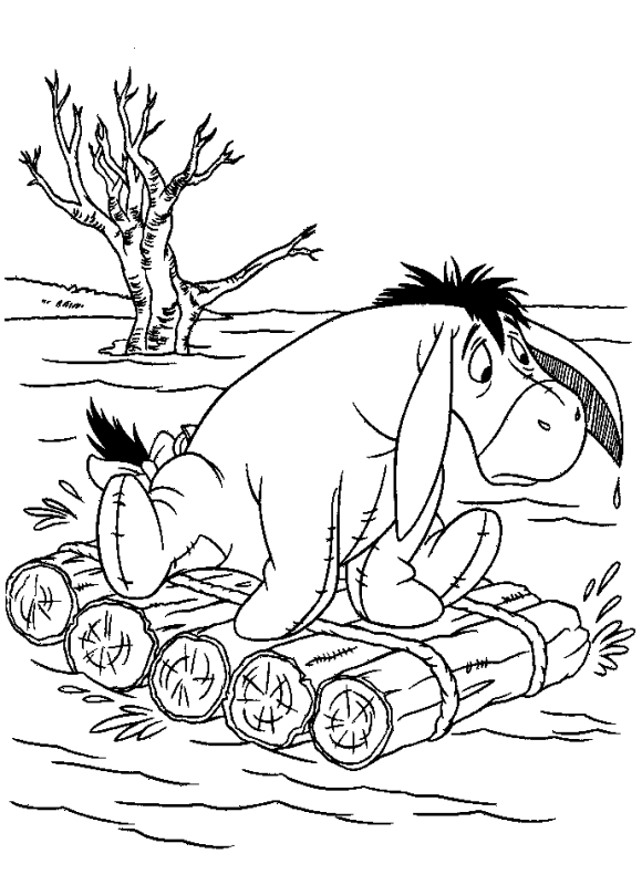 coloriage bourriquet sur radeau